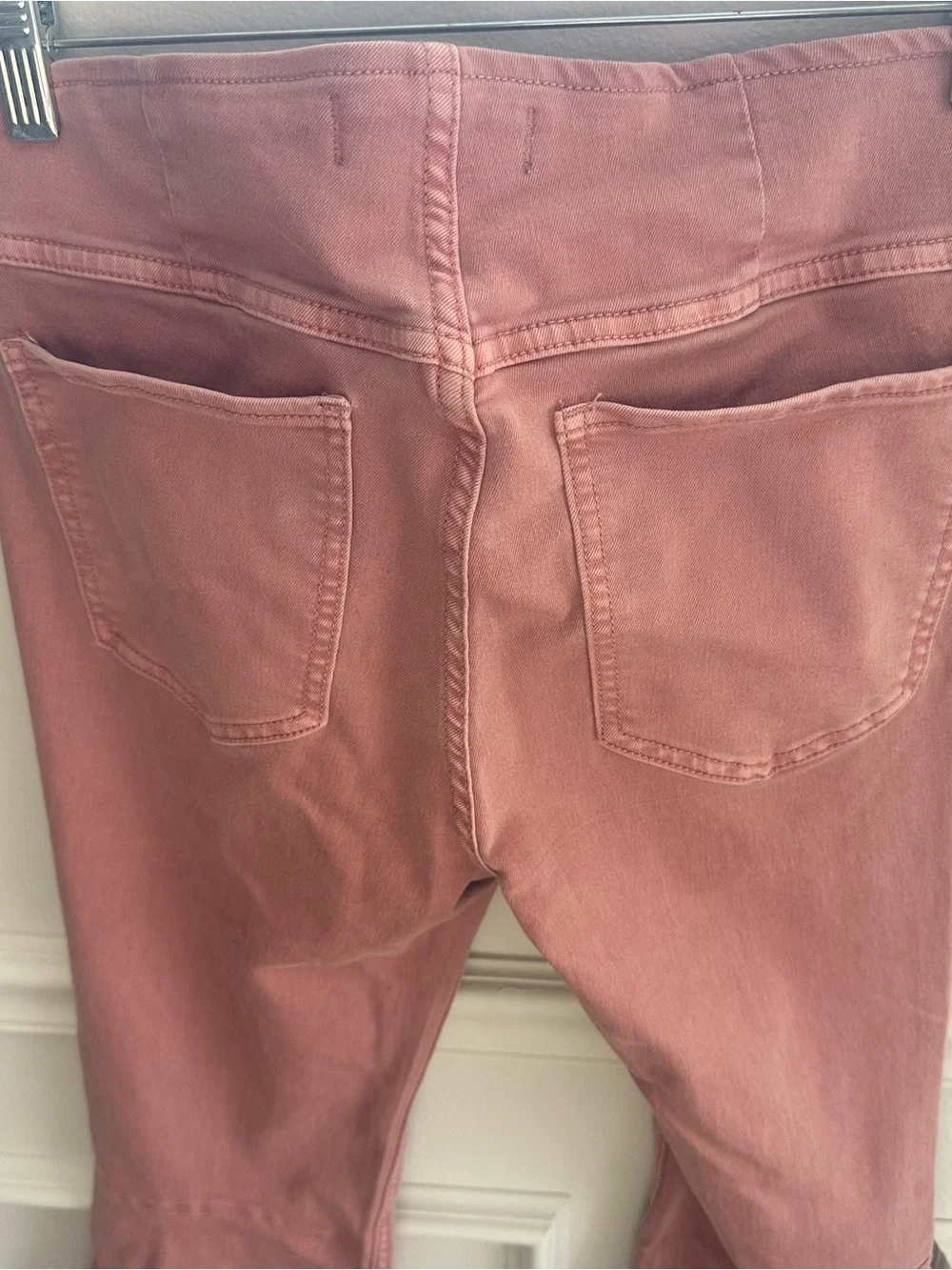 Free People We The Free Penny Pull-On Flare Jeans Clay Rose Pink Sz 28